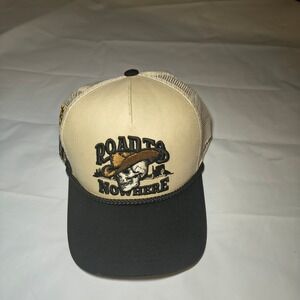 Field Grade Road To Nowhere Trucker Hat Mens Tan Black Skull Skeleton Snapback
